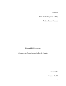 Biosocial Citizenship: Community Participation in Public Health
