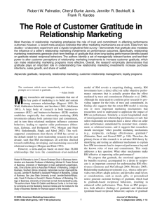 The Role of Customer Gratitude in Relationship Marketing