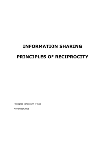INFORMATION SHARING PRINCIPLES OF RECIPROCITY