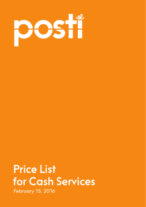 Price List for Cash Services