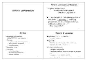 Computer Architecture = Instruction Set Architecture + Machine