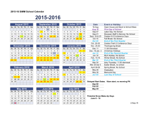 2015-2016 School Calendar