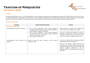 Perquisite Valuation for Employees December 2009
