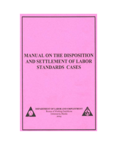 Manual on the Disposition and Settlement of Labor Standards Cases
