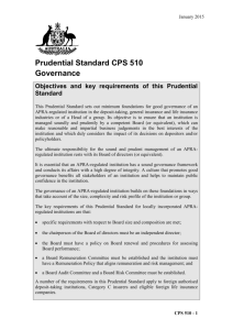 Prudential Standard CPS 510 Governance