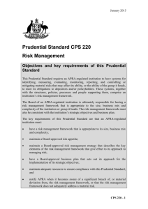 Prudential Standard CPS 220 Risk Management
