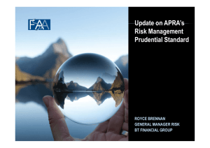 Update on APRA's Update on APRA s Risk Management Prudential