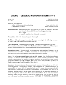 che142 - general inorganic chemistry ii