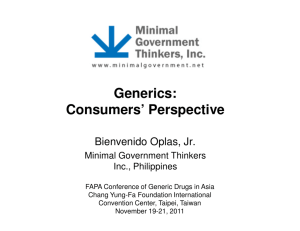 Generics: Consumers' Perspective - Minimal Government Thinkers