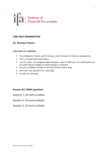 JUNE 2012 EXAMINATION D2. Business Finance Answer ALL