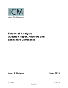 Financial Analysis Question Paper, Answers and Examiners