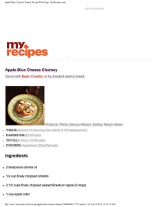 Apple-Blue Cheese Chutney Recipe Print Page | MyRecipes.com