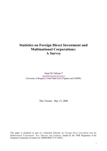 Statistics on Foreign Direct Investment and Multinational Corporations