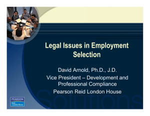 Legal Issues in Employment Selection