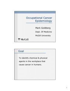 Occupational Cancer Epidemiology Goal