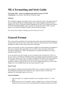 MLA Formatting and Style Guide General Format