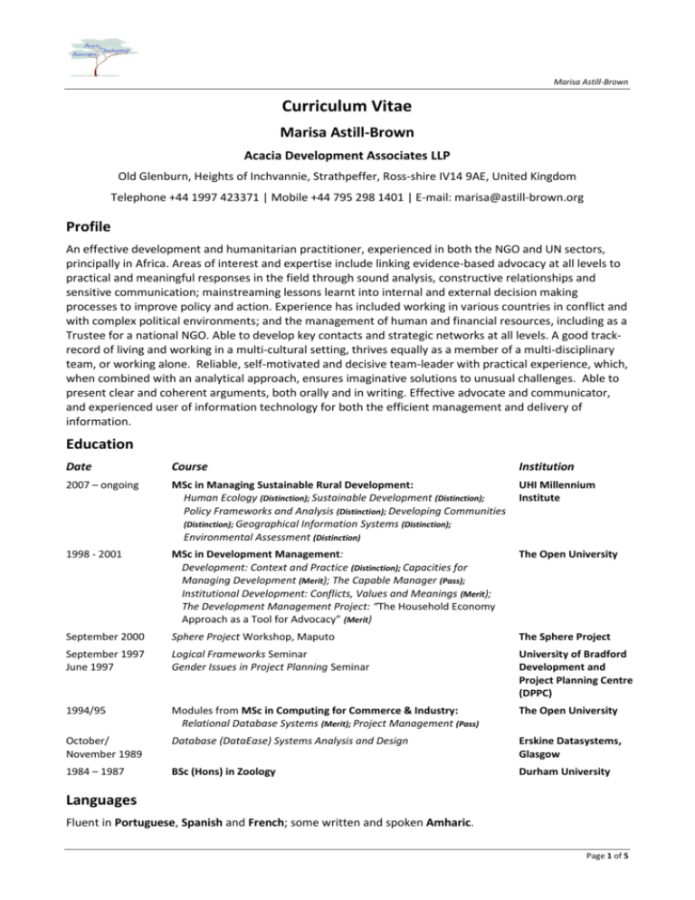 a PDF version of Marisa's CV.