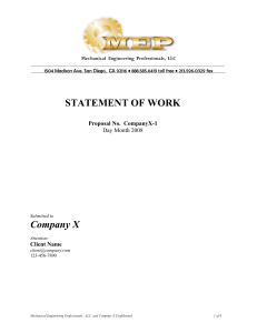 Mechanical Engineering Professionals Example Statement of Work