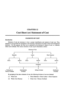 Cost Sheet ( or) Statement of Cost