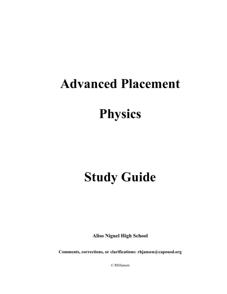 Advanced Placement Physics Study Guide