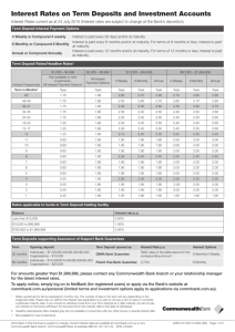 Interest Rates on term Deposits and Investment Accounts