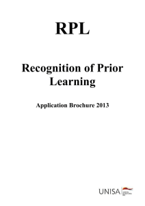 Recognition of Prior Learning - UNISA