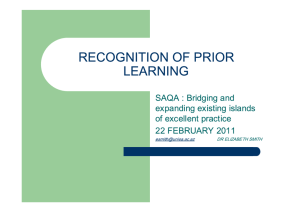 Recognition of Prior Learning - South African Qualifications Authority