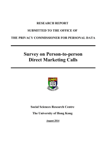 Survey on Person-to-person Direct Marketing Calls 2014