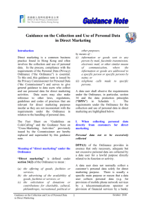 Guidance on the Collection and Use of Personal Data in Direct