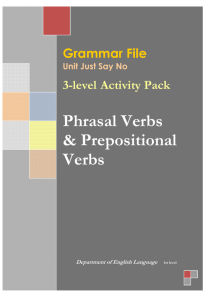 3 level Activity Pack on Phrasal Verbs Unit Just say No
