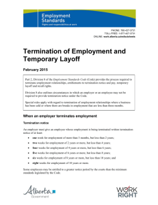 Termination of Employment and Temporary Layoff