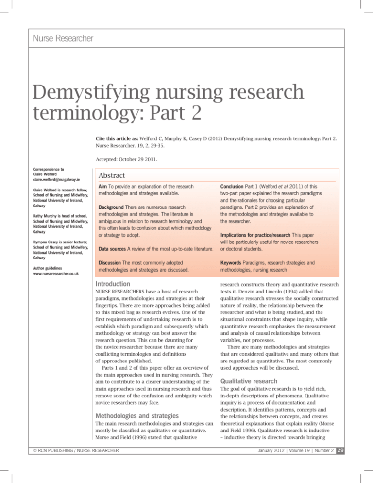 nursing research key terms