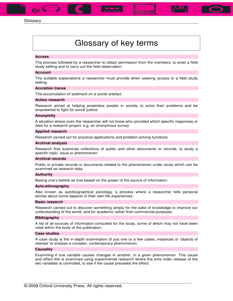 Glossary Of Key Terms Oxford University Press