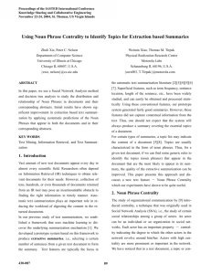 Using Noun Phrase Centrality to Identify Topics for Extraction based