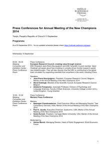 Press Conferences for Annual Meeting of the New Champions 2014