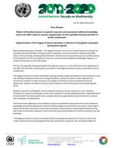 Press Release Historic UN biodiversity pact on genetic resources