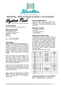 MATERIAL APPLICATION & SAFETY DATASHEET