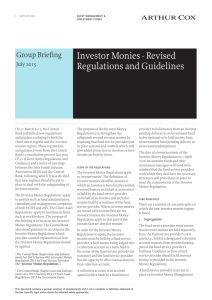 Investor Monies - Revised Regulations and Guidelines