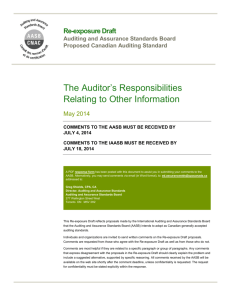 AASB Re-exposure Draft – The Auditor's Responsibilities Relating to