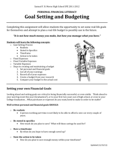 Goal Setting and Budgeting - School District of New Richmond
