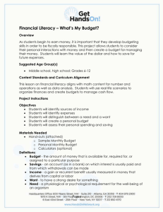 Financial Literacy – What's My Budget?