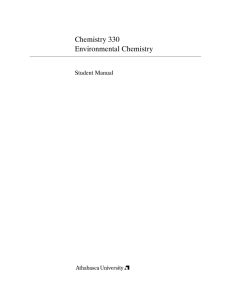 Chemistry 330 Environmental Chemistry