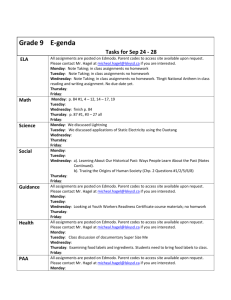 Grade 9 E-genda Tasks for Sep 24