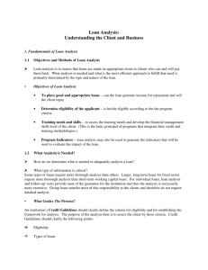 Loan Analysis - Rural Finance and Investment Learning Centre