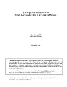 Building Credit Scorecards For Small Business