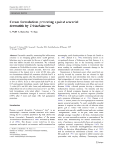 Cream formulations protecting against cercarial dermatitis by