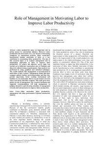 Role of Management in Motivating Labor to Improve Labor Productivity