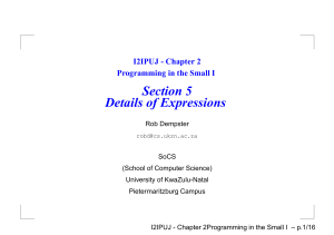 Details of Expressions - School of Computer Science