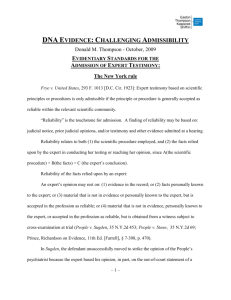 DNA EVIDENCE: CHALLENGING ADMISSIBILITY