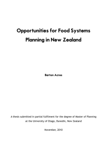 Opportunities for Food Systems Planning in New Zealand